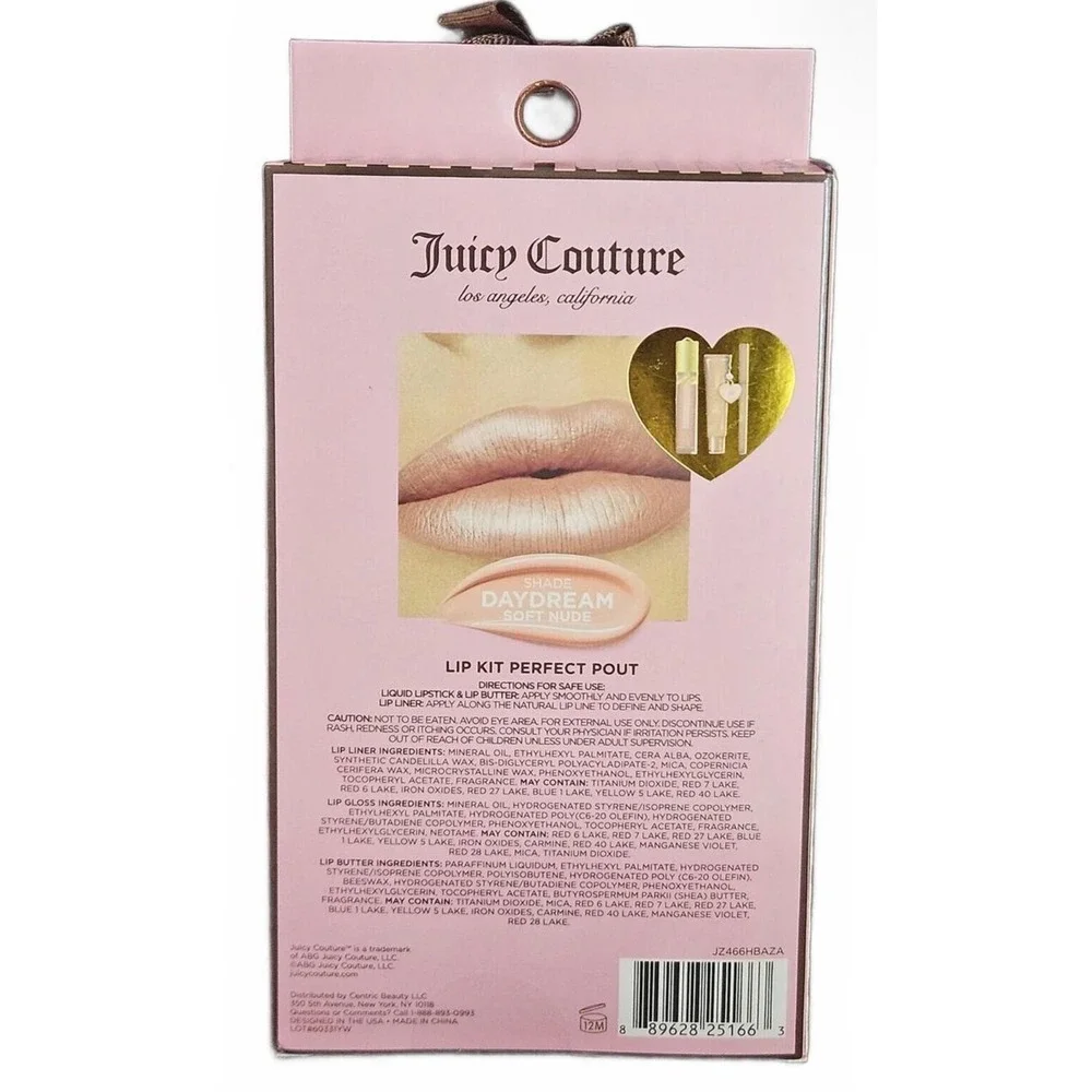 Juicy Couture Perfect Pout Lip Kit Daydream Soft Nude Gloss Butter Liner Set